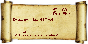 Riemer Medárd névjegykártya
